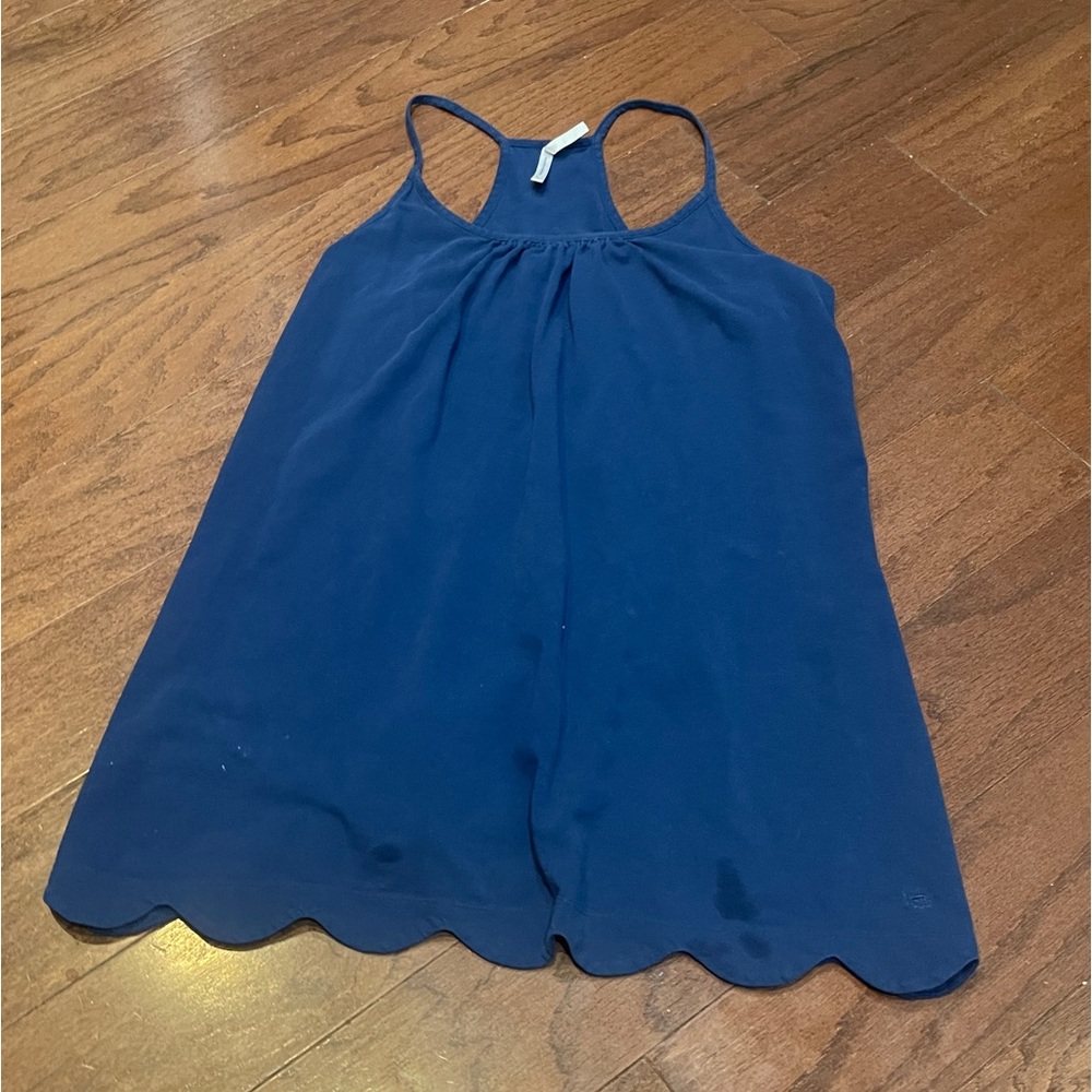 Southern Tide Navy Blue Mini Dress with Scalloped Hem